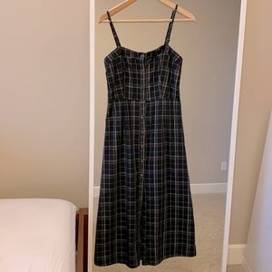 Lush plaid striped button front midi dress - NWOT